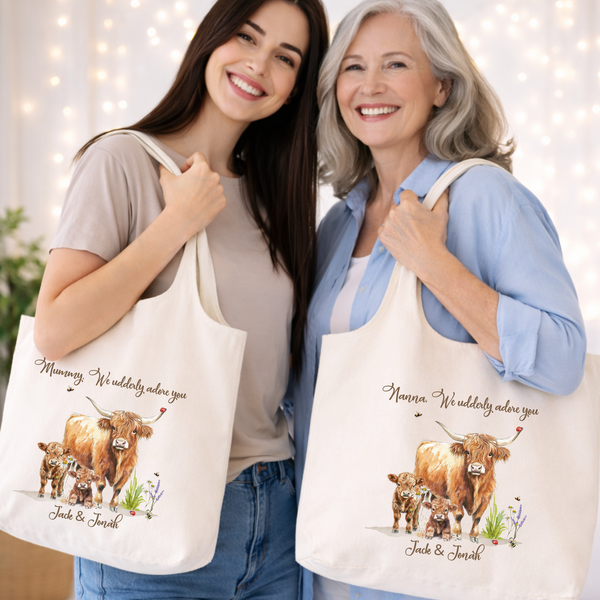 Personalised Highland Cow Tote Bag For Her