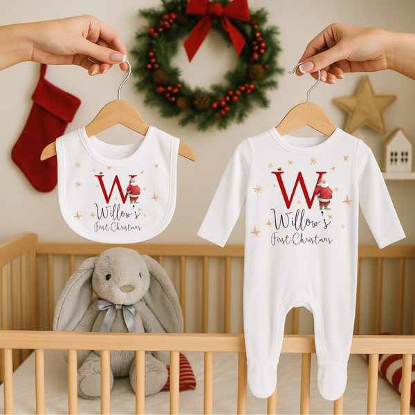 Personalised Santa Matching Family Pyjamas - First Christmas