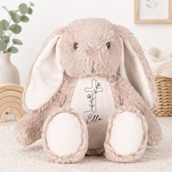 Personalised Wooden Christening/Baptism Soft Toy & Plaque