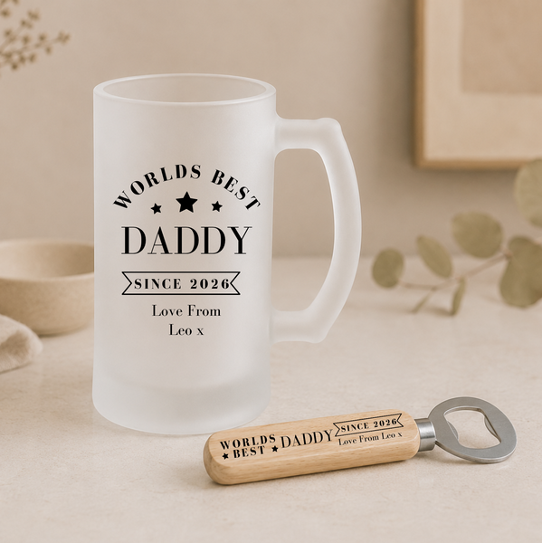 Personalised Dad Beer Stein | Fathers Day Gift Set | Worlds Best Dad