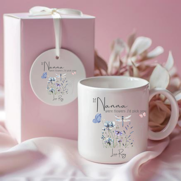 Personalised Hanging, Gift for Mothers, Gift For Nanny, Grandad Gift, Granny Mug and Vase