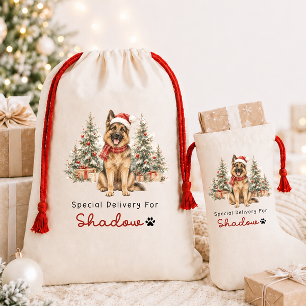 Personalised Pet Christmas Stocking or Santa Sack – Dog & Animal Designs