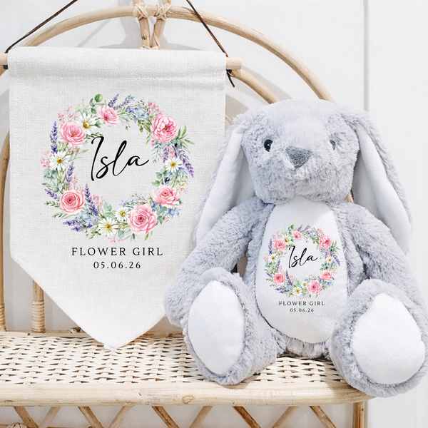 Personalised Flower Girl Wreath Bunny