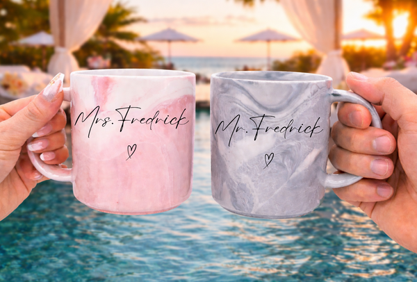 Personalised Marble Mr & Mrs Mugs