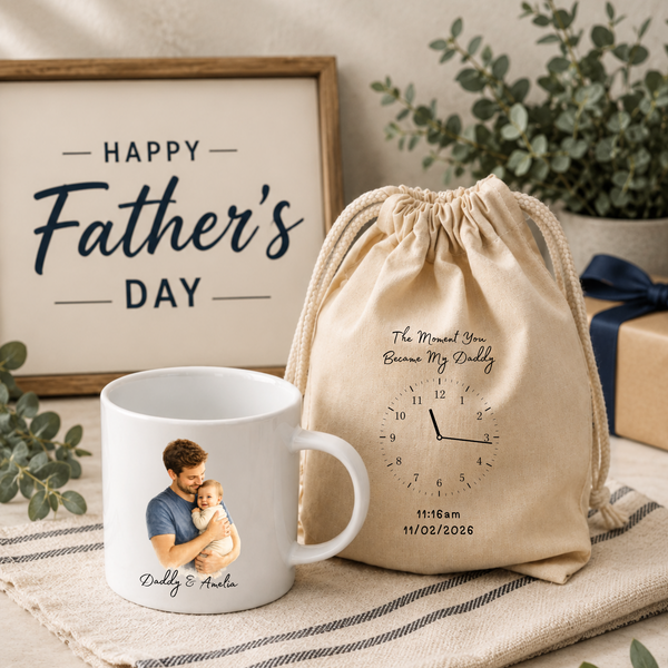 Personalised Photo Mug & Coaster Set – The Moment You Became My Daddy | Father's Day Gift