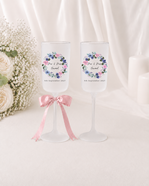 Personalised Wedding Glasses With Bows For Wedding Party