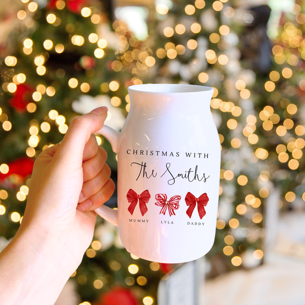 Personalised Bow Vase For Christmas