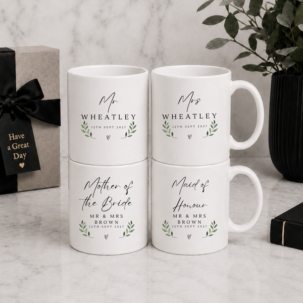 Personalised Mr & Mrs Wedding Mug Set