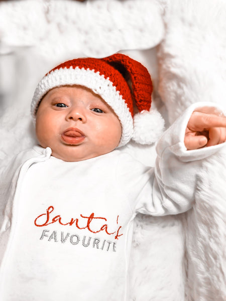 Personalised 1st Christmas Sleepsuit,Santa's Favourite babygrow, Baby's 1st Christmas Gift