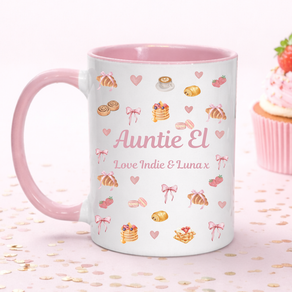Personalised Breakfast Croissant Mug For Auntie