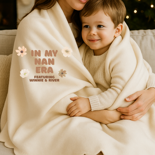 Personalised Christmas Blanket – Gift for Nanny, Grandma, Granny, Nanna – Custom Grandkids Blanket, Holiday Throw for Nan