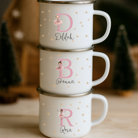 Personalised Fairy Ballerina Christmas Mug – Custom Name Girls’ Hot Chocolate Mug