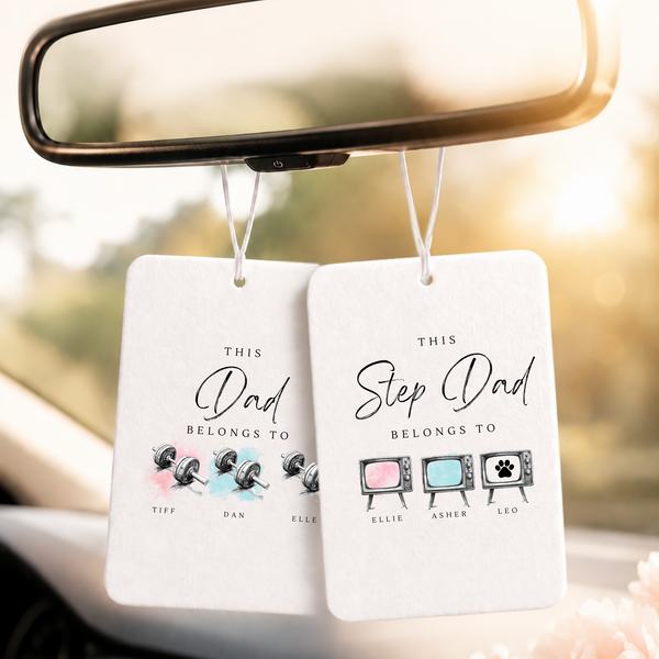 Personalised Car Air Freshener for Dad | Father's Day Gift | Hobby & Name
