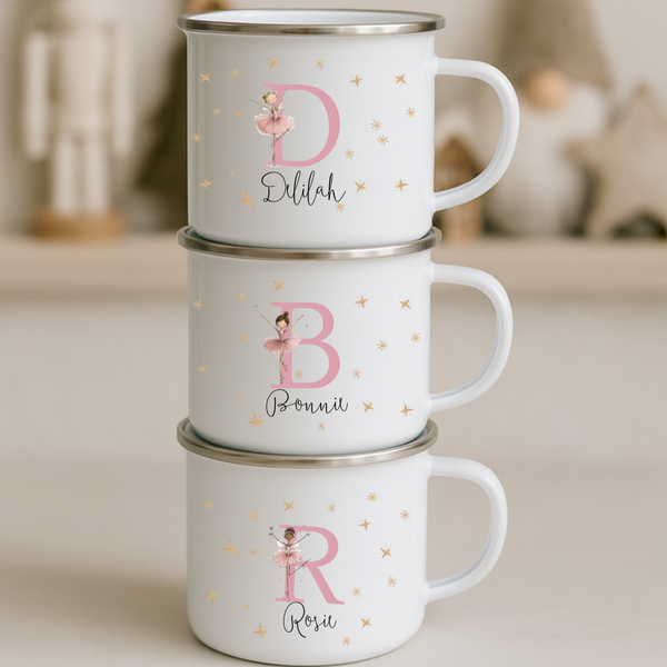 Personalised Fairy Ballerina Christmas Mug – Custom Name Girls’ Hot Chocolate Mug