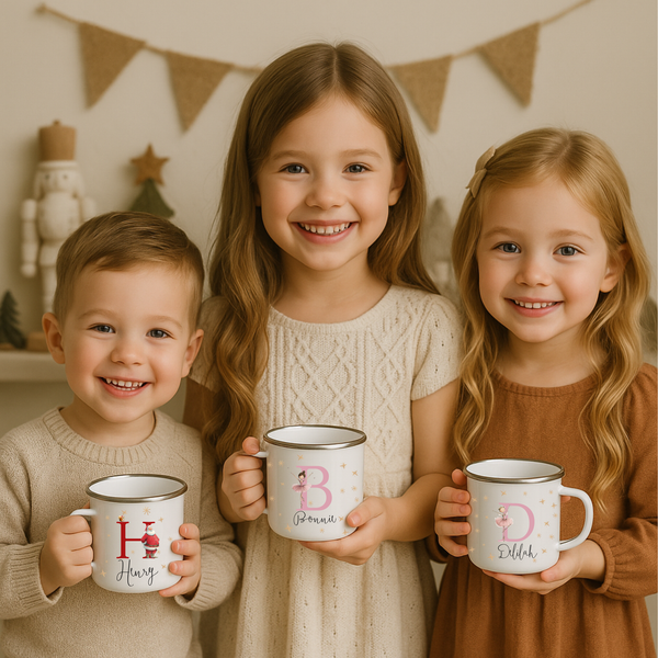Personalised Fairy Ballerina Christmas Mug – Custom Name Girls’ Hot Chocolate Mug