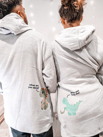 Cute Dinosaur Couple Hoodie Funny Matching Couple sweatshirt Valentine's Day Outfit for Him & Her, Matching Couple Hoodie Set, Matching Shirts for Couples wedding gifts ' King Queen Pullover 1 Piece, Couple gift ,lovely couple gift
