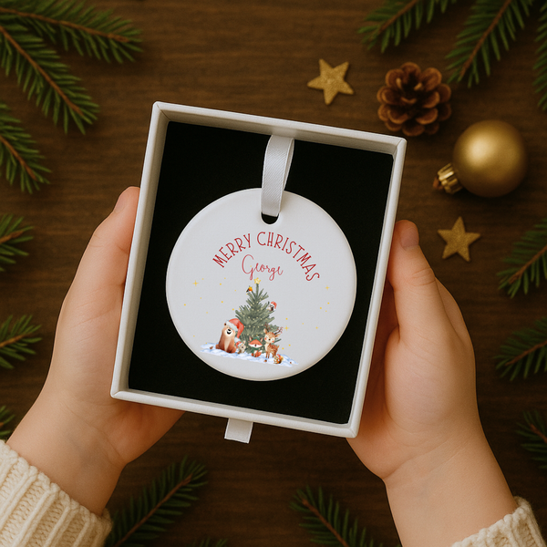 Personalised Christmas Ceramic Hanging Ornament – Custom Name Festive Keepsake