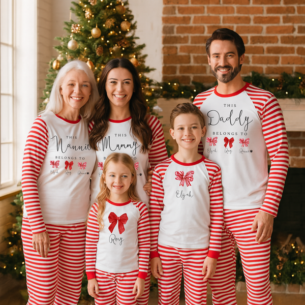 Christmas Matching Family Bow Pyjamas For Nanna, Nanny & Grandma