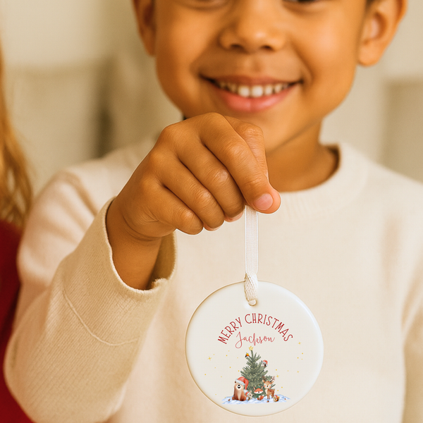 Personalised Christmas Ceramic Hanging Ornament – Custom Name Festive Keepsake