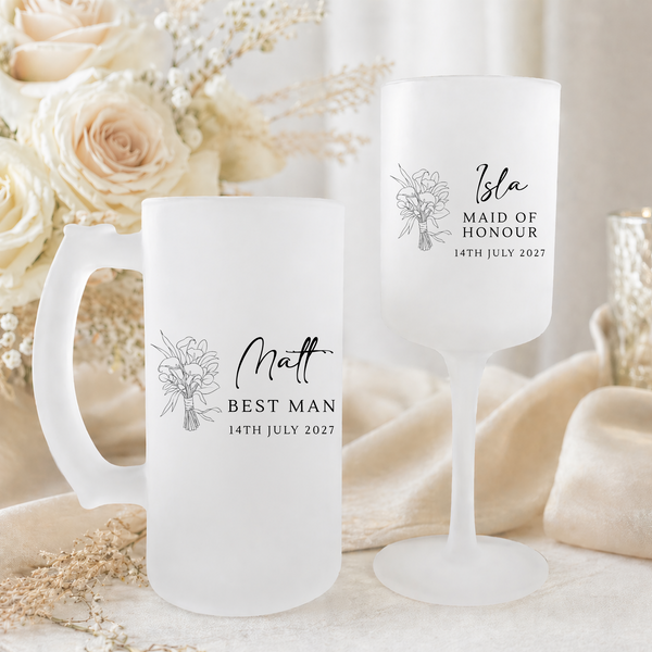 Personalised Calla Lily Wedding Glasses