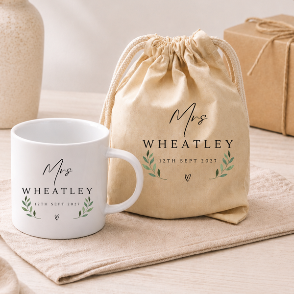 Personalised Mr & Mrs Wedding Mug Set
