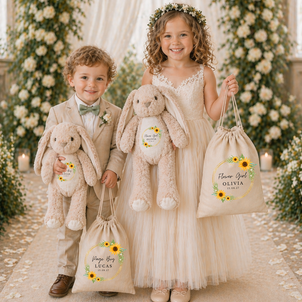 Personalised Sunflower Flower Girl Soft Toy