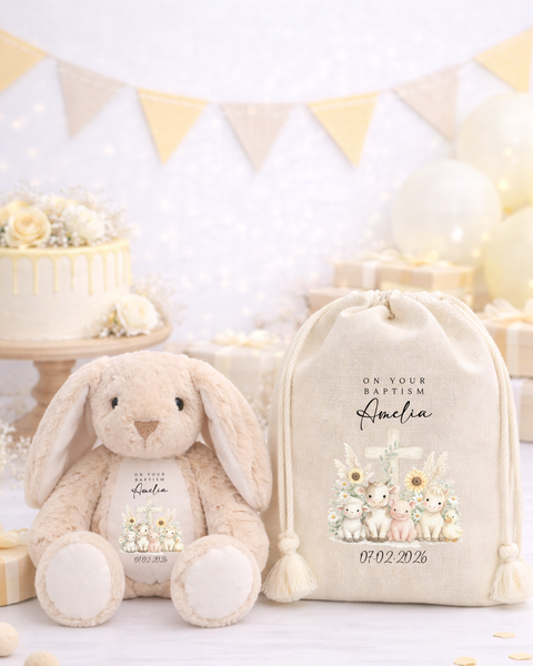 Personalised Christening Cross Teddy Bear & Gift Set
