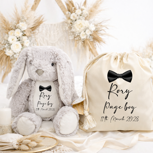 Personalised Wedding Party Gift Sack & Soft Toy Set