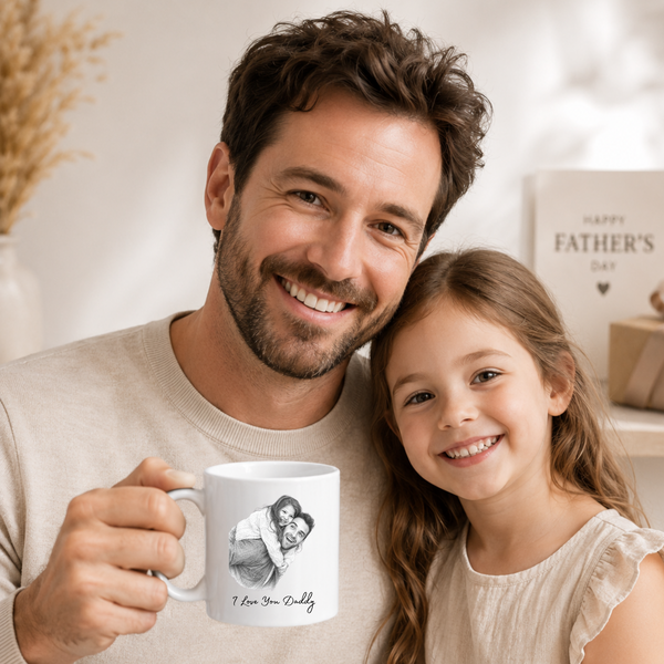 Personalised Father's Day Photo Sketch Mug | Dad Gift