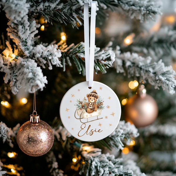 Personalised Teddy Bear Ceramic Hanging Bauble