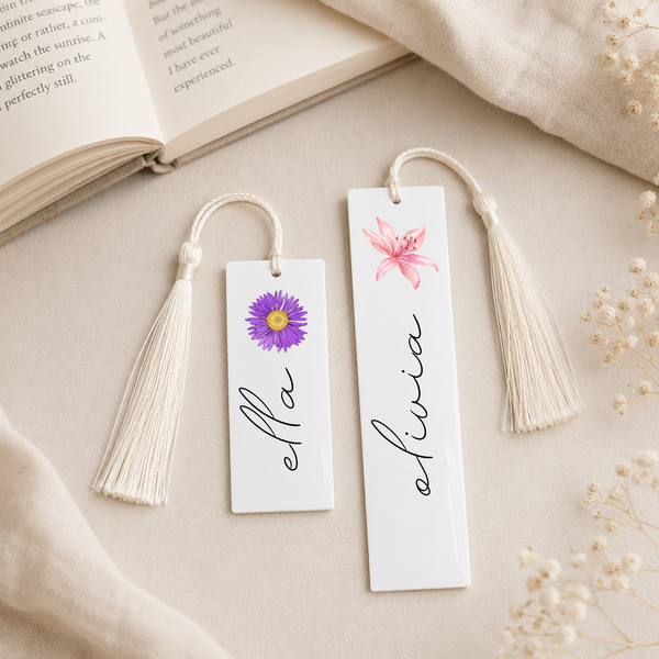 Personalised Birth Flower Bookmark | Name Gift