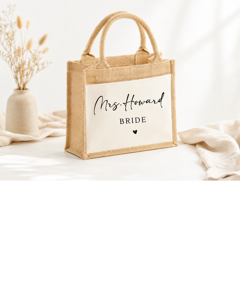 Personalised Bride Tote Bag | Mrs Jute Bag | UK Made