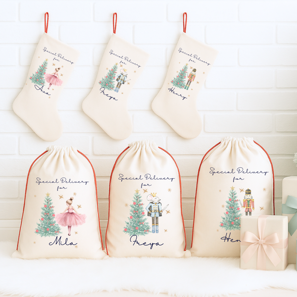 Personalised Nutcracker Sacks, Custom Name Nutcracker Sack, Family Christmas Gift Sacks