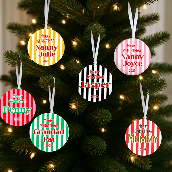 Handmade Stripey Ceramic Christmas Ornaments for Families