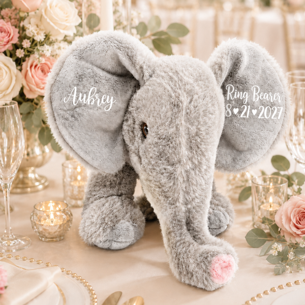 Personalised Eco-Friendly Ring Bearer Elephant Soft Toy