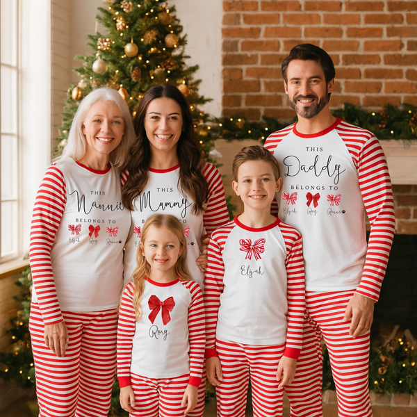 Christmas Matching Family Bow Pyjamas For Nanna, Nanny & Grandma