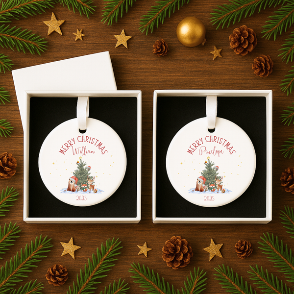 Personalised Christmas Ceramic Hanging Ornament – Custom Name Festive Keepsake