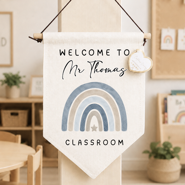 Personalised Teacher Rainbow Flag Banner Sign For Classroom