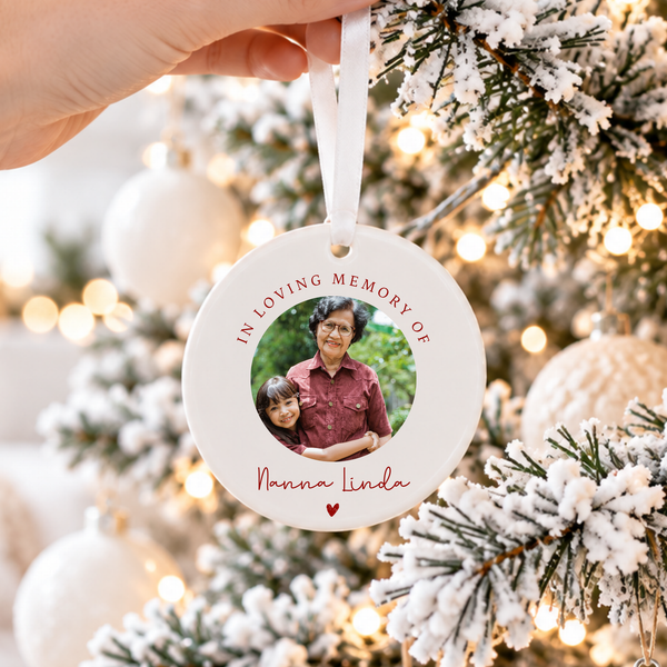 Personalised Photo Memorial Ornament – Ceramic Remembrance Keepsake