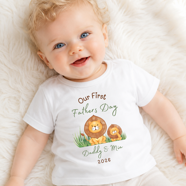 Personalised 'Our First Father's Day' Baby Vest, Sleepsuit, T-Shirt & Bib