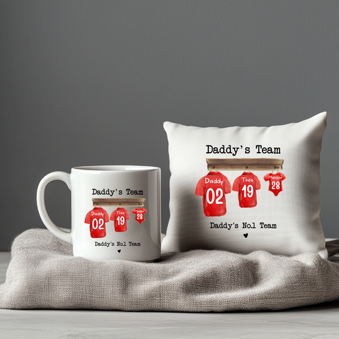 Personalised Fathers Day Gift Cushion, Dads Football Team Cushion