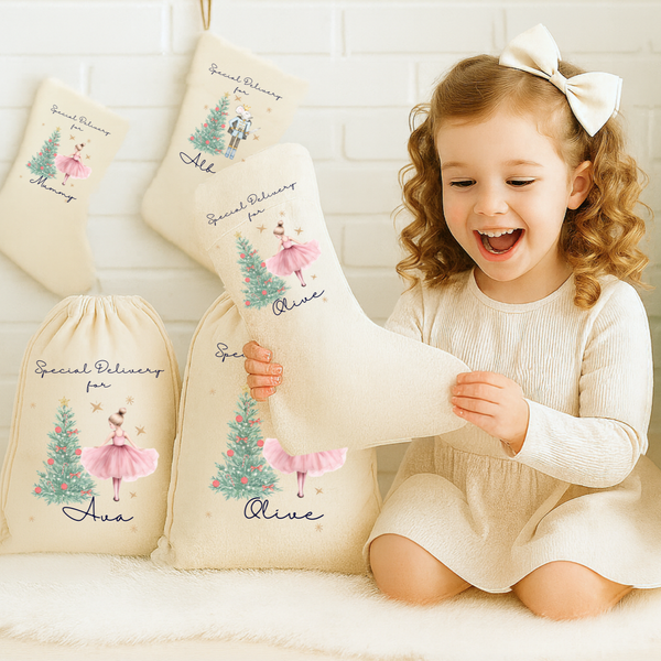 Personalised Nutcracker Sacks, Custom Name Nutcracker Sack, Family Christmas Gift Sacks