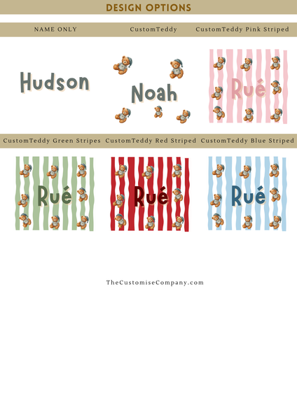 Personalised Custom Favourite Teddy Bear Sleepsuit, Bib & Baby Vest