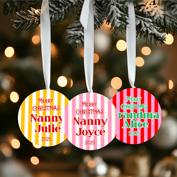 Handmade Stripey Ceramic Christmas Ornaments for Families