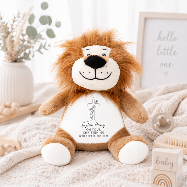 Personalised Christening & Baptism Gift Set | Soft Toy & Wooden Name Plaque