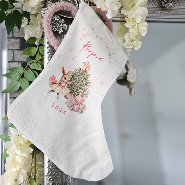 Personalised 1st Christmas Bunny Stocking