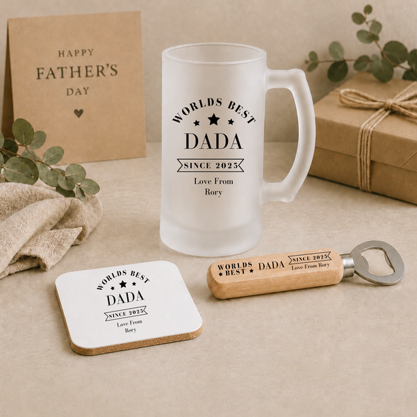 Personalised Dad Beer Stein | Fathers Day Gift Set | Worlds Best Dad