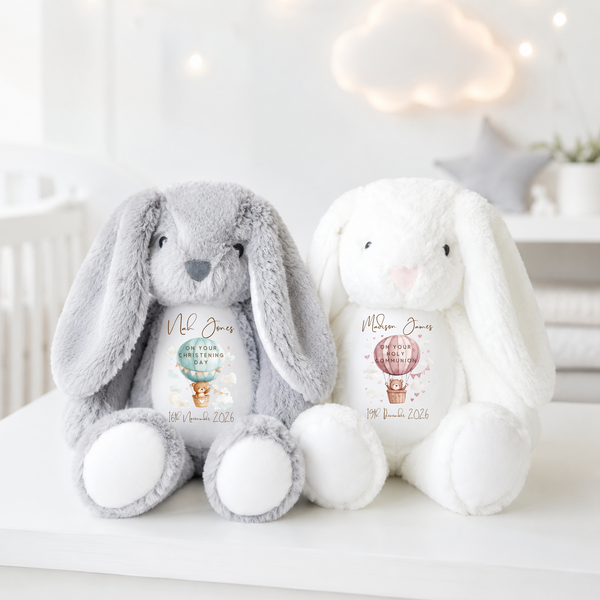 Personalised Christening Soft Toy - Bear Balloon Design