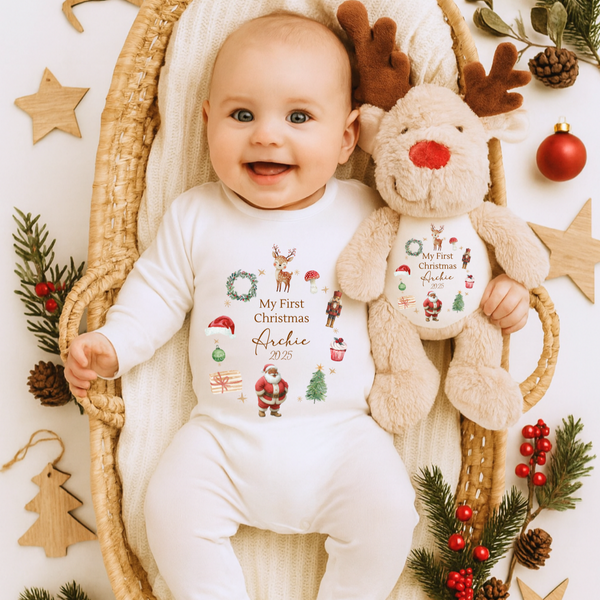 My First Christmas Babygrow – Personalised Baby’s First Xmas Outfit