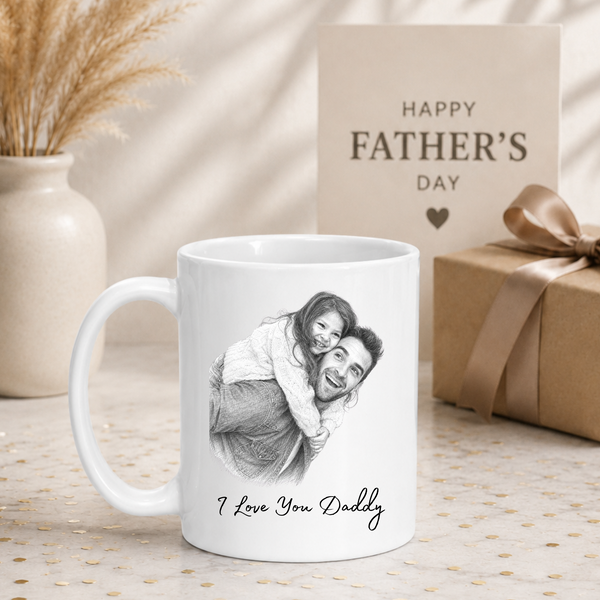 Personalised Father's Day Photo Sketch Mug | Dad Gift